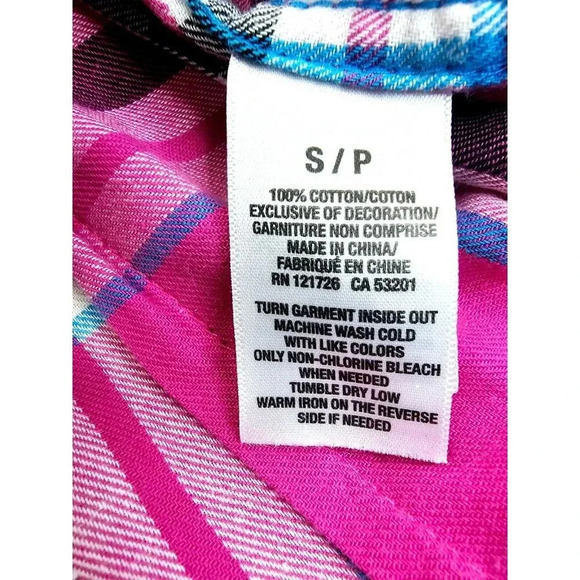 Aeropostale Eighty-Seven Signature Pink Check L/S Embroidered Logo Cotton Shirt - Picture 9 of 12
